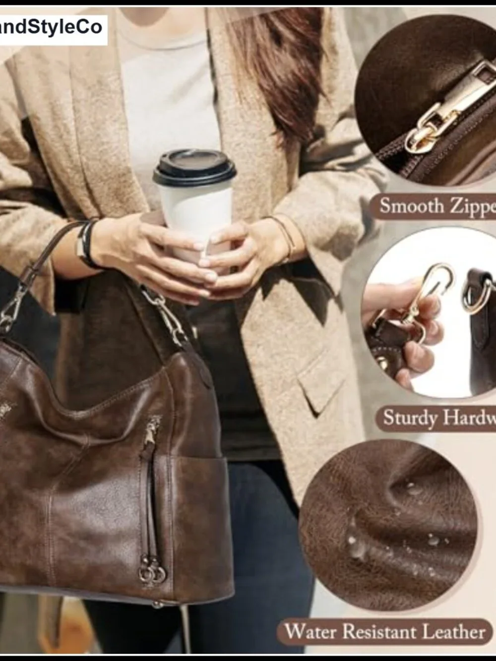 PU Leather Hobo Crossbody Shoulder Bag for Women Travel Work
